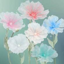 1 Set: 1 Pc 50cm Giant Waterproof Artificial Flower + 1 Pc 50cm Giant Butterfly Yard/Garden Decor, Suitable For Outdoor Yard, Lawn, Living Room, Bedroom, Perfect For Holidays, Weddings, Wedding Photography Props, Display Window Decoration