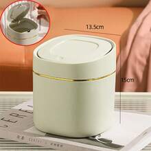1PC Nordic Mini Tabletop Trash Can Household Kitchen Desk Trash Can With Lid Press Lid Debris Storage Clean Bin - Multicolor - View 13