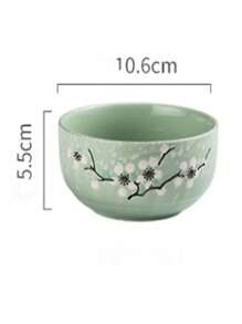 1pc Hand-Painted Ceramic Salad Bowl, Creative Home Dining Rice/Soup Bowl With Underglaze Decoration,School Supplies
