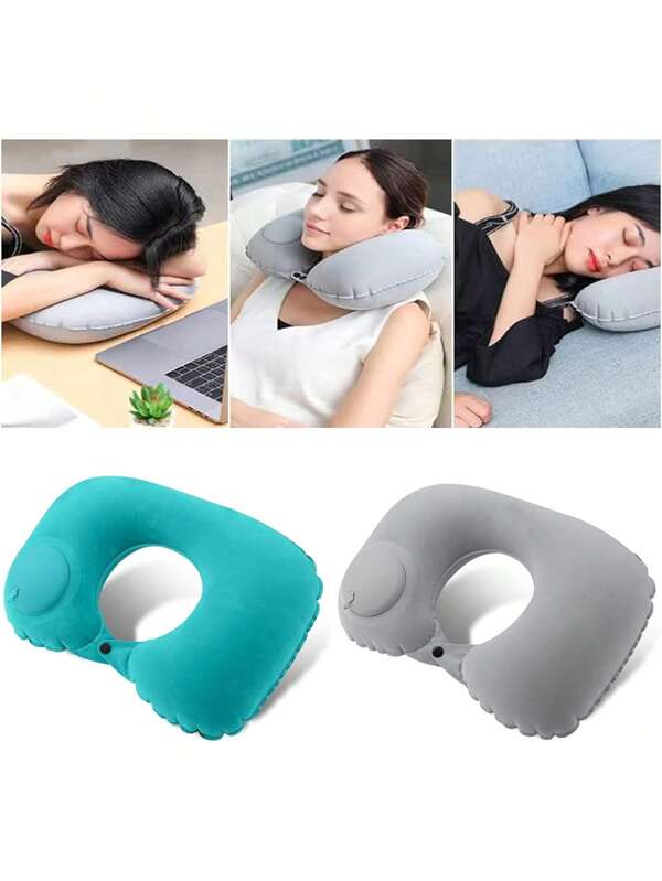 1Piece Inflatable Travel Pillow, Adjustable Inflatable Neck Pillow, Portable Inflatable Pillow (U-Shaped), Suitable For Supporting The Waist During Travel On Planes, High-Speed Trains, Cars, Etc. Ultra-Lightweight Inflatable Travel Pillow Neck Pillow, Inflates By Pressing, And Can Be Compressed