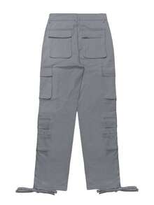 Cargo Women Pants Stretch Multi-Pocket Casual Y2K Style Black Baggy Pants - Màu Xám nhạt - Xem 5