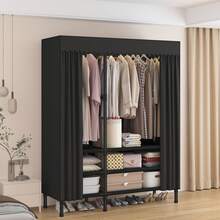 1 Piece Portable Closet Wardrobe, Large Wardrobe With Non-Woven Fabric Cover, Freestanding Clothes Storage Organizer, Suitable For Bedroom And Living Room, Ideal For Home 43.30 X 17.71 X 67.71 Inches - Multicolor - View 3