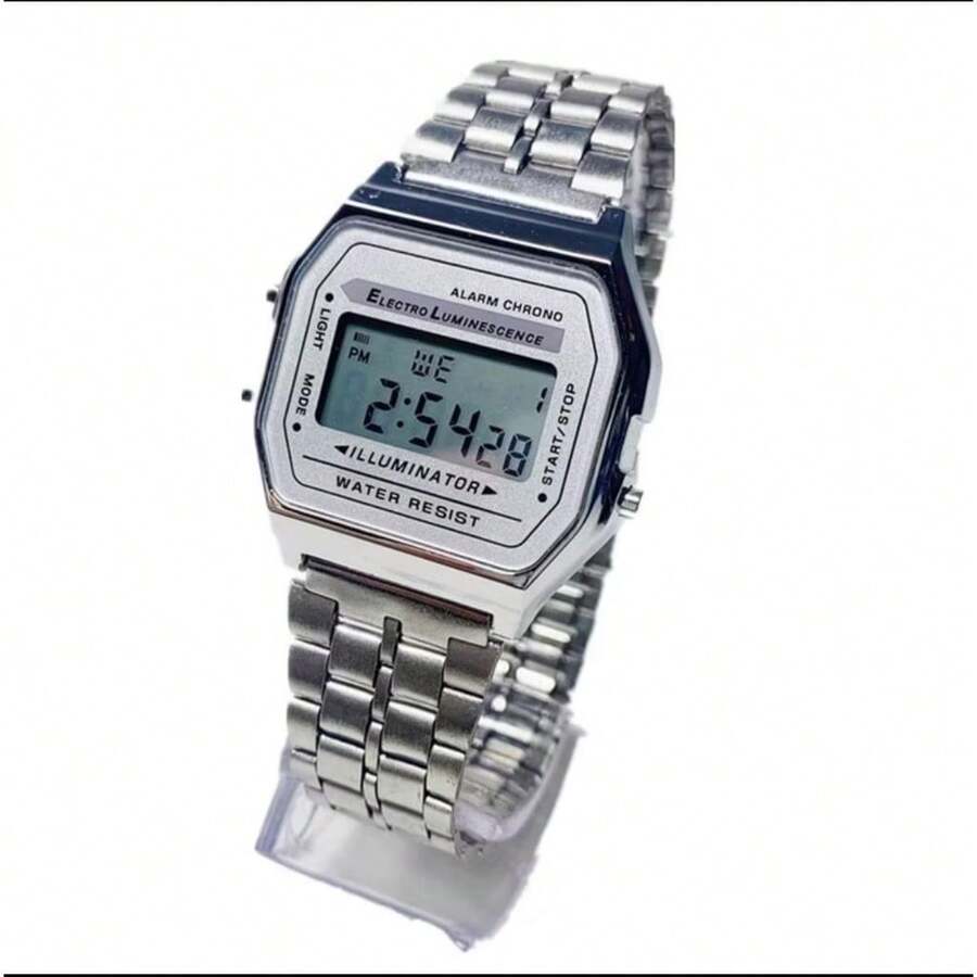 Relógio Vintage WA 158 Digital Led Retrô Unissex Masculino e Feminino Moda - Cinza - Visão 1