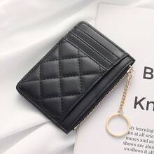 Minimalist Rhombus Coin Purse, Creative Chain Zipper Pouch, Ultra-Thin Portable Coin Case, Multi-Card Student ID Card Holder