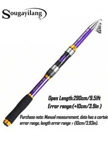 SOUGAYILANG Portable Telescopic Saltwater Fishing Rod - Collapsible Travel Rod For Lightweight Angling - Purple - View 18