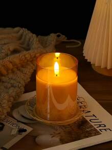 1pc/3pcs Flameless LED Candles, Flickering Battery Powered Candles, Electric Candle Set, Gold Glass Effect, With Remote Control Timer, 4 Inch, 5 Inch, 6 Inch Gifts Birthday Graduation