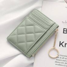 Minimalist Rhombic Wallet, Creative Chain Zipper Pouch, Ultra-Thin Portable Coin Purse, Multi-Card Holder Student ID Case - Multicolor - View 6