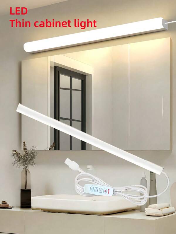 Barra de luz LED para decoración de dormitorio, luz de lectura, luz de cocina, luz de gabinete, armario, entrada, luz de porche, contenedor, luz de pared para enfriador de vino, 3 colores regulables, control de encendido/apagado, luz nocturna, luz LED de espejo, luz de relleno puntual, tira de luz LED regulable