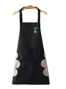1 pieza Delantal impermeable y resistente al aceite unisex, adecuado para cocina moderna en el hogar, se puede usar en la cocina, baño y el hogar. Patrón de logotipo aleatorio (Arcoíris o Cactus), Bolsillo aleatorio (1 o 2), Color de tira para el hombro aleatorio (Negro o Blanco), Cabeza de ciervo pequeña aleatoria (Roja o Blanca)