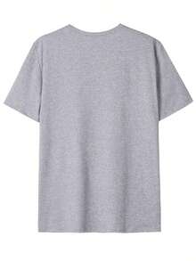 Men's Letter Print Round Neck Short Sleeve T-Shirt, Summer