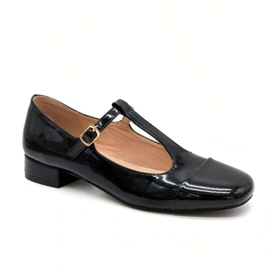 Women's Adjustable Buckle Casual Flat Loafers - Black - View 1