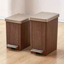 Cestino dei rifiuti con pedale 12L/16L, bidone della spazzatura di alta gamma con finitura in legno, con doppio scomparto e coperchio, impermeabile, per uso domestico, salotto, bagno, toilette, per l'organizzazione della cucina