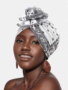 1 pieza Sombrero turbante con estampado de flor de anacardo africana para mujer, gorra para pérdida del cabello por quimioterapia, pañuelo para la cabeza - multicolor - Ver 20