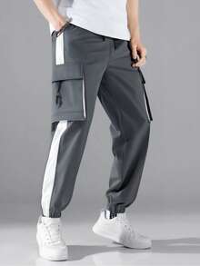1pc Men's Summer Fashion Cargo Pants, Casual Loose Harem Style Streetwear Ankle-Tied Jogger Pants