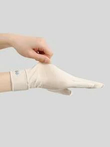 1 双女士中长无指手套，透气防滑，适合驾驶、骑自行车、夏季户外活动 - 米色 - 查看 5