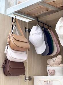2 pièces Organisateur de casquette pour casquettes de baseball, portant à chapeau en métal pour placard, organisateur de chapeau monté au mur, support de rangement en fer avec 6 crochets, support de rangement multifonctionnel, portant à chapeau par-dessus la porte, support de rangement pour sac, organisateur d'armoire, convient pour tous les types et tailles de chapeaux, chambre à coucher, dortoir