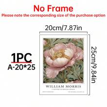 1 件 William Morris 海报、粉色花卉印刷品、复古花卉印刷品、展览海报、植物印刷品、花卉艺术品、William Morris 礼品、灵感现代帆布艺术印刷品 - 适用于客厅和卧室的无框墙壁装饰 - 彩色 - 查看 17