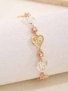 1 pieza Pulsera clásica con forma de corazón de 15 años, adecuada para regalar a amigos y novias, para uso diario y festividades para mujeres