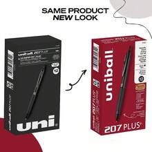 207 Plus+ Retractable Gel Pens, 12er Pack – Schwarz, Medium Point, Wasserfest, Für Glatte Schreiberlebnisse