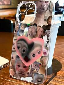 1pc New Creative Monkey Pattern Phone Case Compatible With IPhone 16 Pro Max, Compatible With IPhone 11/12/13/14 Plus, XR/7/8 Plus/15 PM, Protective Cover - Clear - View 3