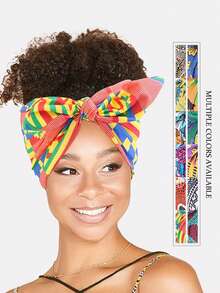 1条女士时尚运动头带，瑜伽弹力吸汗带，印花涤纶发带，日常使用 - 多色 - 查看 6