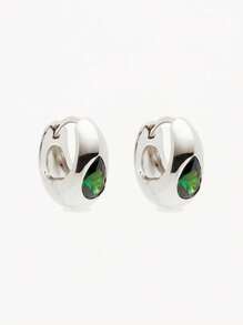 Pendientes de aro elegantes y lujosos de plata esterlina 925 chapados en oro de 18 quilates con circonita talla pera esmeralda para uso diario de las mujeres