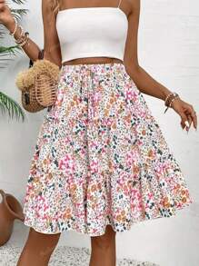 Ditsy Floral Skirt For Women, Fashionable For Summer