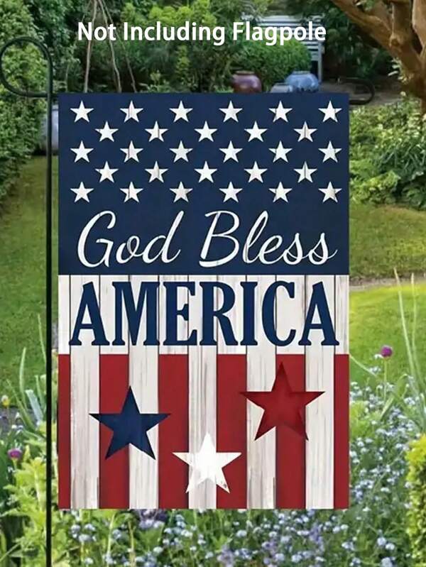 1Pc Patriotic Star Garden Flag - Double-Sided, Durable Polyester, Perfect For Independence Day & Farmhouse Decor, Outdoor/Indoor Use