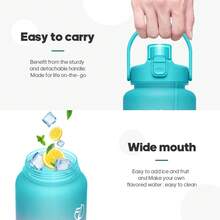 Unistar Half Gallon Water Bottles With 2 Straws, Motivational Gallon Water Bottles With Time Marker, 64oz Large Bottle For Sports Fitness Gym Camping - Green Orange Purple - View 6