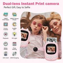 W&O Kids Camera Instant Print, Dual-Lens 48MP Digital Camera For Birthday Gifts, 1080P Selfie Instant Cameras With 32GB SD Card, Instant Print Digital Camera For Girls Boys - Multicolor - View 6