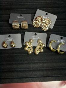 Conjunto * 5 pares de brincos modernos, adequados para uso casual, trabalho, festas noturnas e férias.