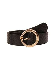 Women's Round Buckle Leopard Print PU Leather Belt, High-End Versatile Casual Decoration Waist Belt - A - View 3