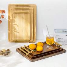 1 Stück Bambus Serviertablett, elegantes Tisch-Aufbewahrungsplattform, Küchenzubehör, Dekor Kaffeeteller für Zuhause - Braun - Übersicht 2