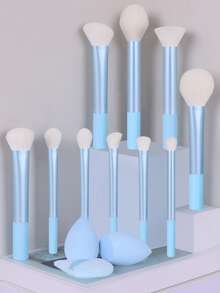 15支/13支/11支/8支/6支化妆刷套装，包含散粉刷、腮红刷、高光刷、眼影刷、睫毛刷、眼线刷、斜角化妆海绵、圆形化妆海绵、圆形粉扑、三角形化妆海绵、三角形粉扑。美妆工具、化妆刷套装、化妆刷套装、化妆刷套装、完整化妆套装、化妆刷套装、完整化妆套装、化妆刷套装、化妆刷套装、化妆礼品套装、套装、赠品、专业化妆刷、完整化妆套装 - 淺藍色 - 查看 13