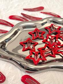 5pcs/Set Fashionable Dopamine Color Star Hair Clips, Suitable For Daily Use, Commuting, School, Outfit Matching, Minimalist Style Girls BB Bangs Hairclips