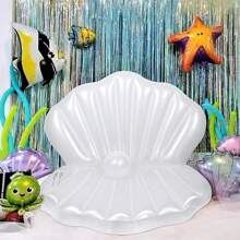 1pc Inflatable Pearl Shell Floating Swimming Pool Lounger, PVC Thick Material Outdoor Leisure Pool Party Bed