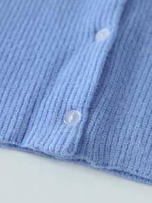 Women Summer Y2k Button Down Sweater Knitted Cropped Cardigan Shirt Blouse Short Sleeve Ribbed Knit Crop Top Open Front Knitwear Tops Lightweight Outwear Top Tee Shirt Going Out Knit Tops Pullover Tops Streetwear Fall Spring Clothes - Màu xanh lam - Xem 5