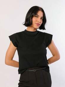 Kit 3 T Shirt Muscle Tee Blouse Turtleneck Women Short Sleeve Basic Plain Black White Nude T-Shirt - 珊瑚粉 - 查看 6