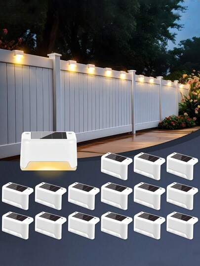 4pcs-Solar Deck Light, Waterproof, Suitable For Outdoor Stairs, Steps, Fences, Railings, Courtyards And Terraces, Solar Deck Light Outdoor, Solar Step Light Waterproof LED Solar Light For Outdoor Stairs, Steps, Fences, Courtyards, Terraces And Access (Warm White)