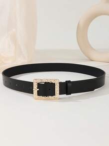 1 pièce Ceinture décontractée grande taille pour femmes avec boucle en forme de cœur et boucle texturée en pierre en forme de croissant, polyvalente pour jeans, robes et manteaux d'été, école