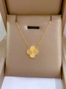 1件优雅四叶花925纯银项链，女士精致优雅项链，时尚首饰，派对、生日、约会礼物 - 旋轉四葉項鍊 - 查看 6