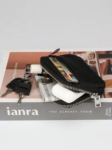 1 pieza Monedero compacto y multifuncional minimalista, monedero pequeño y estuche para llaves, Tamaño: 11.5cm*7.5cm*2cm - Negro - Ver 2