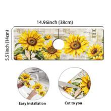 1 pezzo, Tappetino assorbente per rubinetto con motivo a girasole in diatom ooze, tappetino anti-sgocciolamento per il bagno, antiscivolo e antimacchia per accessori da cucina.