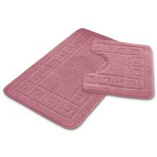 VELVETIO Bath Mat Set 2 Piece Non Slip Rubber Pedestal And Bath Mat Set Toilet Greek Bathroom Rug New - Dusty Pink - View 2