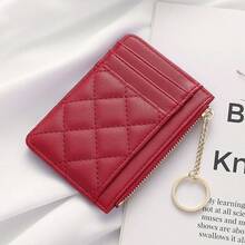 Minimalist Rhombic Wallet, Creative Chain Zipper Pouch, Ultra-Thin Portable Coin Purse, Multi-Card Holder Student ID Case - Multicolor - View 7