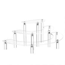 3-Tier Acrylic Half-Moon Shaped Display Stand For Storing And Showcasing Makeup Collections, Acrylic Multi-Layered Rack, Organic Glass Display Stand, Transparent Storage Shelf