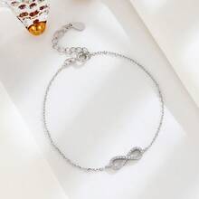1pc S925 Sterling Silver Minimalist Mobius Loop Bracelet, Versatile And Infinity Symbol Jewelry Suitable For Daily Wear - Bracelet - View 5