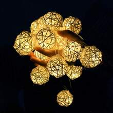 WPOSTAR 1PC 10/20/40 LEDs Rattan Ball String Lights Energy Efficient Decorative Fairy Lights, LED String Lights For Outdoor Indoor Bedroom Wedding Party Decor - Warm White - View 8