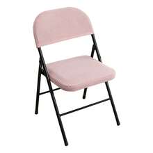 Folding Dining Chair Seat And Back Cover Set Solid Color Jacquard Stretch Chair Slipcover Home Decoration - Pink - View 5