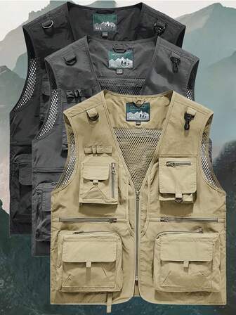 男士轻便户外多功能背心，多口袋战术夹克，适合春秋季节